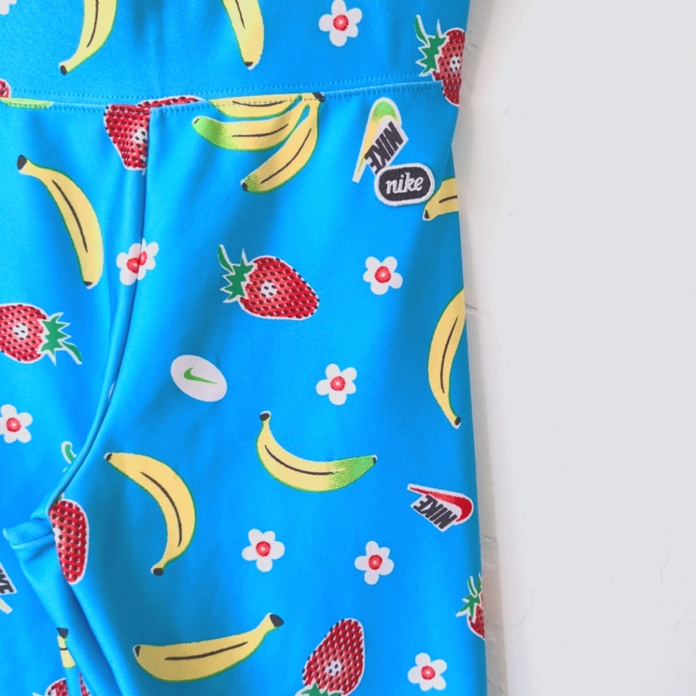 Nike High Rise Leggings - Size XS - Blue Fruit Pattern